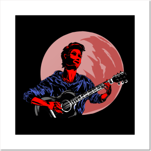 Guitar boys in a Moonlight moment Posters and Art